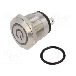 1 pcs x ONPOW - ONPOW6219F-10ZET/J/R/12V/S - Switch: vandal resistant, Pos: 2, SPST-NO, 20A/220VAC, IP40, OFF-ON