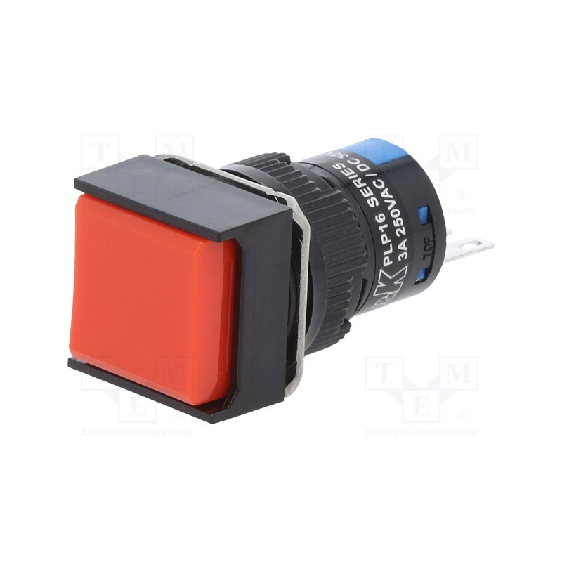 1 pcs x C&K - PLP16C1SQ3SA4 - Switch: push-button, Pos: 2, 5A/250VAC, ON-(ON), IP40, red, 18x18mm