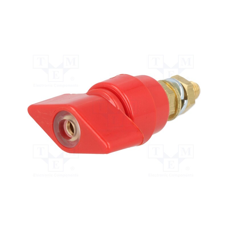 1 pcs x SCHu00dcTZINGER - POL 631 / RT - Laboratory clamp, red, 1kVDC, 63A, on panel,screw, brass