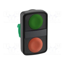 1 pcs x SCHNEIDER ELECTRIC - ZB5AA7340 - Switch: double, 22mm, Stabl.pos: 1, green/red, none, IP66, flat