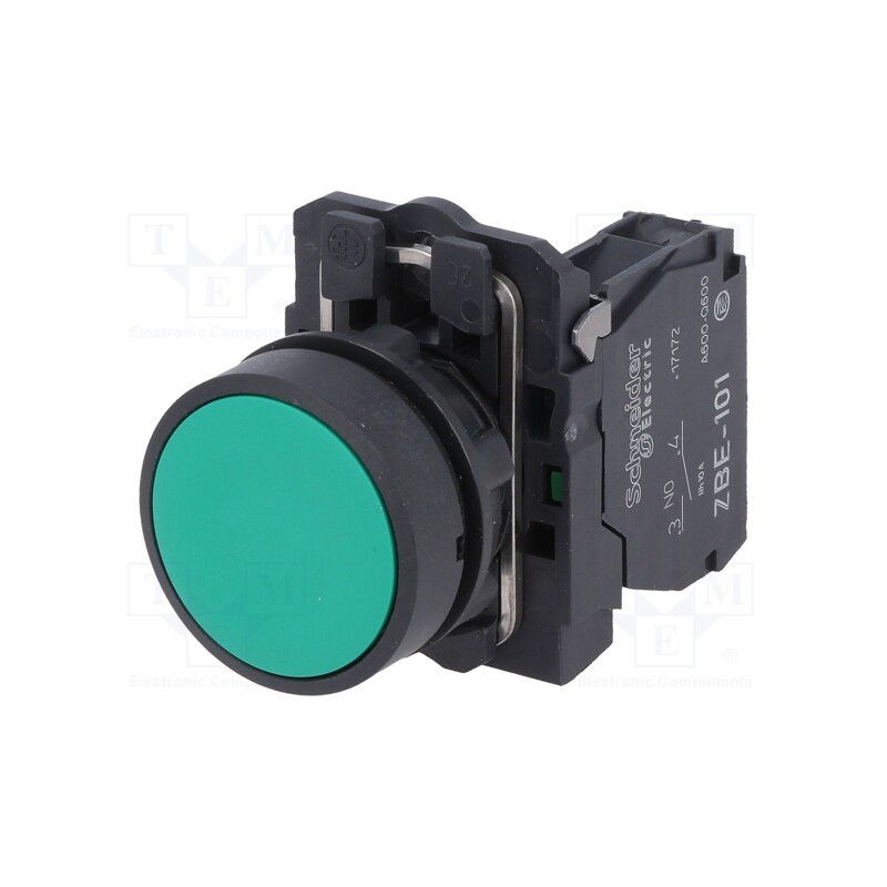 1 pcs x SCHNEIDER ELECTRIC - XB5AA31 - Switch: push-button, 22mm, Stabl.pos: 1, NO, green, none, 3A/240VAC
