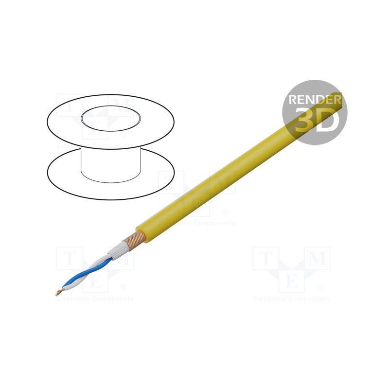 100 m x TASKER - T32 YELLOW - Wire: microphone cable, 2x0.22mm2, yellow, OFC, -15÷70°C, PVC
