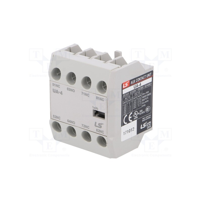1 pcs x LS ELECTRIC - UA-4 1A3B - Auxiliary contacts, Series: METASOL, Leads: screw terminals, IP20