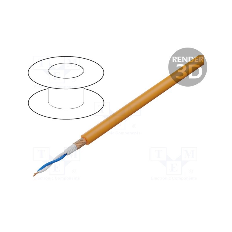 100 m x TASKER - T32 ORANGE - Wire: microphone cable, 2x0.22mm2, orange, OFC, -15÷70°C, PVC