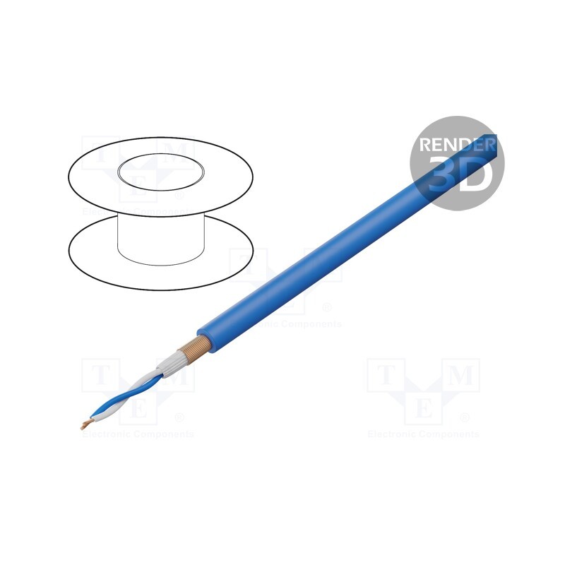 100 m x TASKER - T32 BLUE - Wire: microphone cable, 2x0.22mm2, blue, OFC, -15÷70°C, PVC