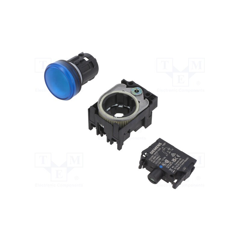 1 pcs x SIEMENS - 3SU1102-6AA50-1AA0 - Control lamp, 22mm, -25÷70°C, Illumin: LED, Ø22mm, IP67, 24VAC, blue