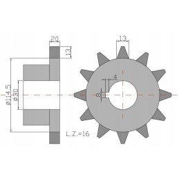 Chain wheel with 16 1 fi30 2208050041