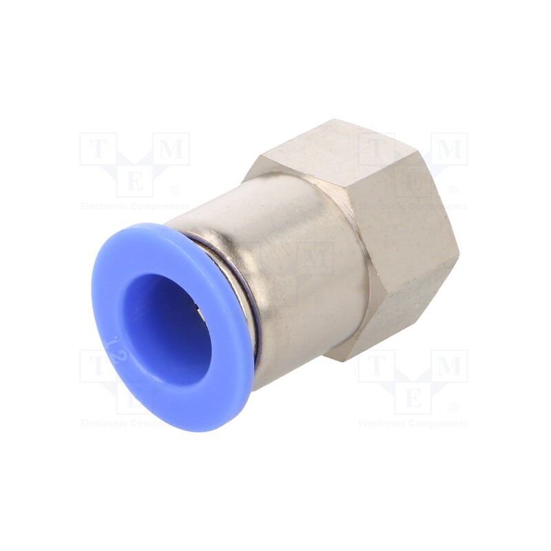 1 pcs x PNEUMAT-124.038-12 - Push-in fitting, straight, -0.95÷15bar, nickel plated brass