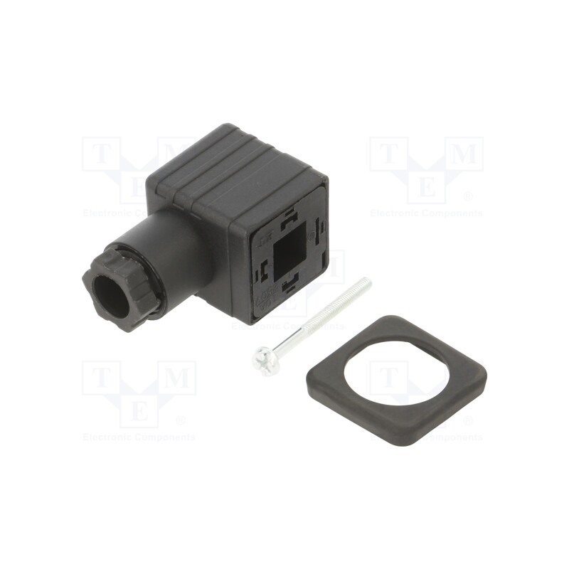 1 pcs x PNEUMAT-CEP/2 4 PIN - Plug for coil, PIN: 4, black, 0÷230V, IP65, A: 27mm, B: 28mm, C: 27mm