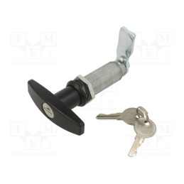 1 pcs x ROZTOCZE - 2.T60.002-63 - Lock, zinc and aluminium alloy, 63mm, black finish, Kit: key x2