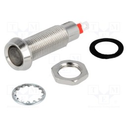 1 pcs x MARL - 508-521-22 - Indicator: LED, recessed, yellow, 24VDC, Ø8.1mm, IP67, brass