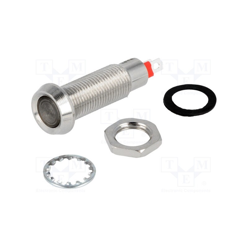 1 pcs x MARL - 508-521-22 - Indicator: LED, recessed, yellow, 24VDC, Ø8.1mm, IP67, brass