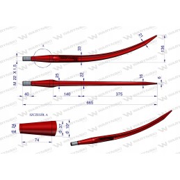 Front loader, red, bent, closing l 680 m