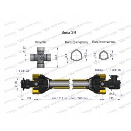 PTO shaft 1010 1560mm 460nm clutch pin 1700nm
