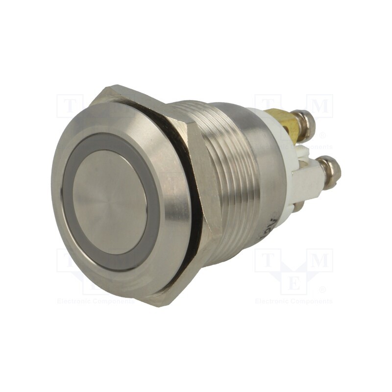 1 pcs x ONPOW - GQ19F-10E/RG/12/S (DUAL LED, 12V) - Switch: vandal resistant, Pos: 2, SPST-NO, 2A/36VDC, IP65, OFF-(ON)