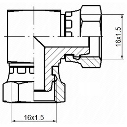 Hydraulic connector, reduction AA 16, 16 angles