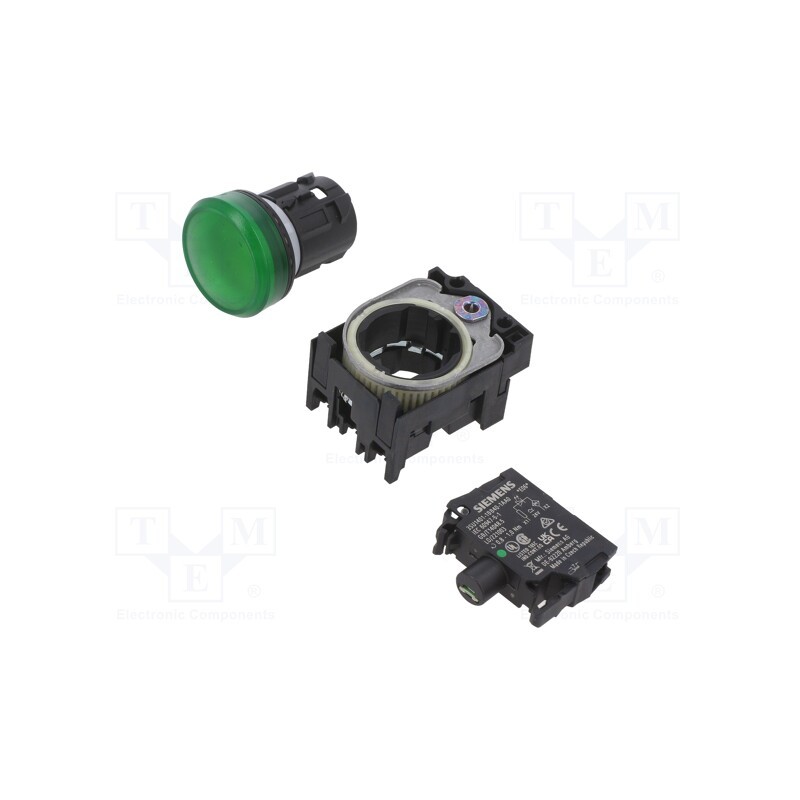 1 pcs x SIEMENS - 3SU1102-6AA40-1AA0 - Control lamp, 22mm, -25÷70°C, Illumin: LED, Ø22mm, IP67, 24VAC