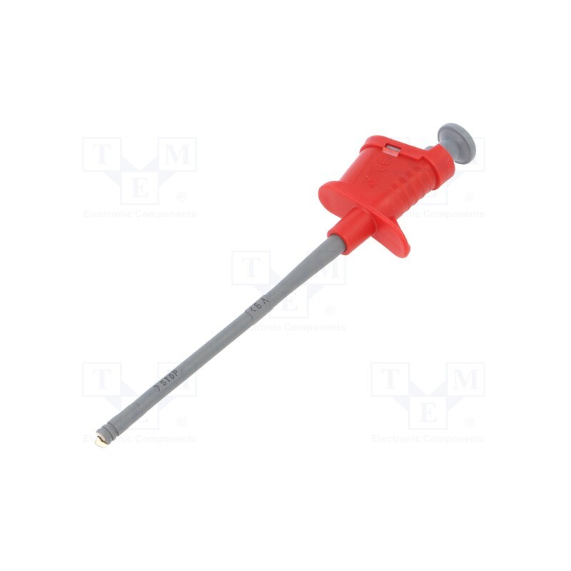 1 pcs x SCHu00dcTZINGER - SKPS 8334 NI / RT - Clip-on probe, hook type, 6A, red, Plating: nickel plated, 4mm