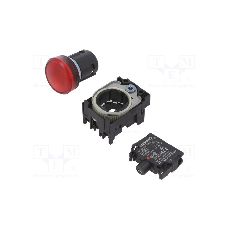 1 pcs x SIEMENS - 3SU1102-6AA20-1AA0 - Control lamp, 22mm, -25÷70°C, Illumin: LED, Ø22mm, IP67, 24VAC, red
