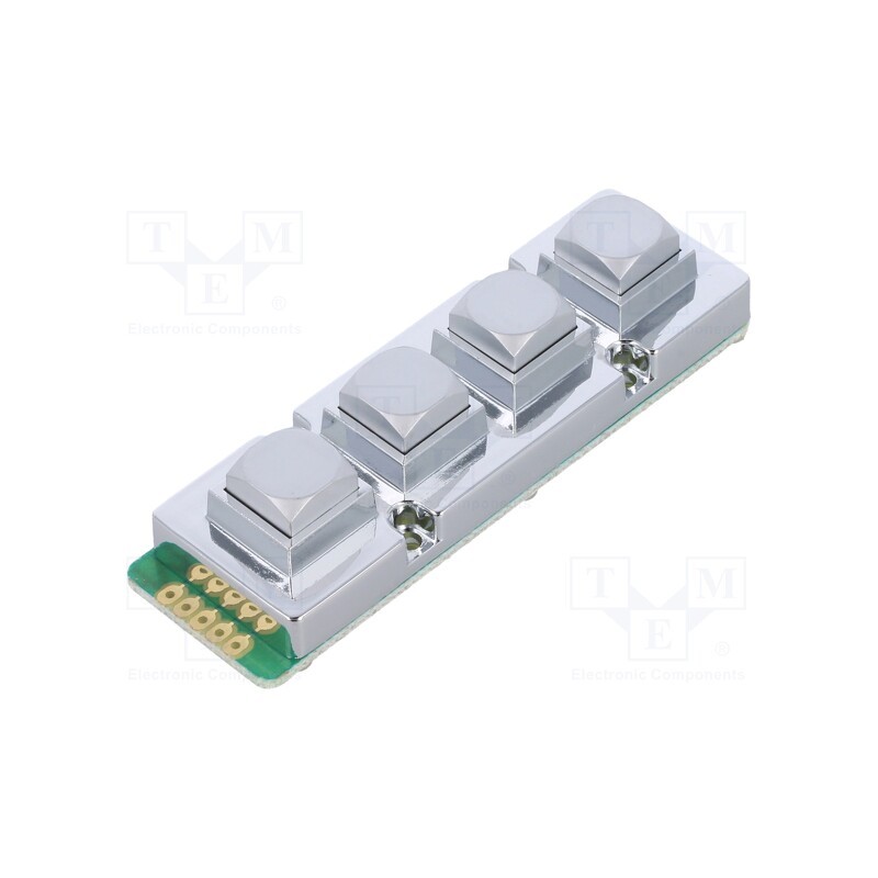 1 pcs x ACCORD - AK-104-B-SSS-WP-MM - Keypad, No.of butt: 4, metal, Mech.durability: 1000000cycles, 1.5N