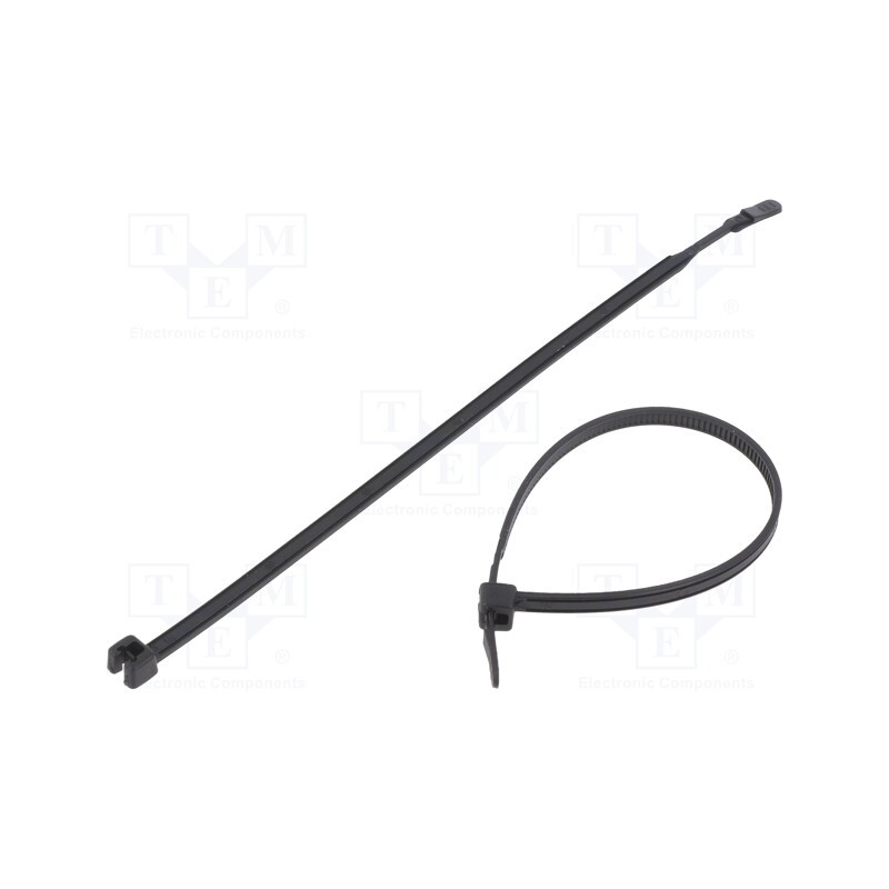 100 pcs x HELLERMANNTYTON - 109-00068 - Cable tie, L: 160mm, W: 3.6mm, polyamide, 130N, black, Ømax: 38mm