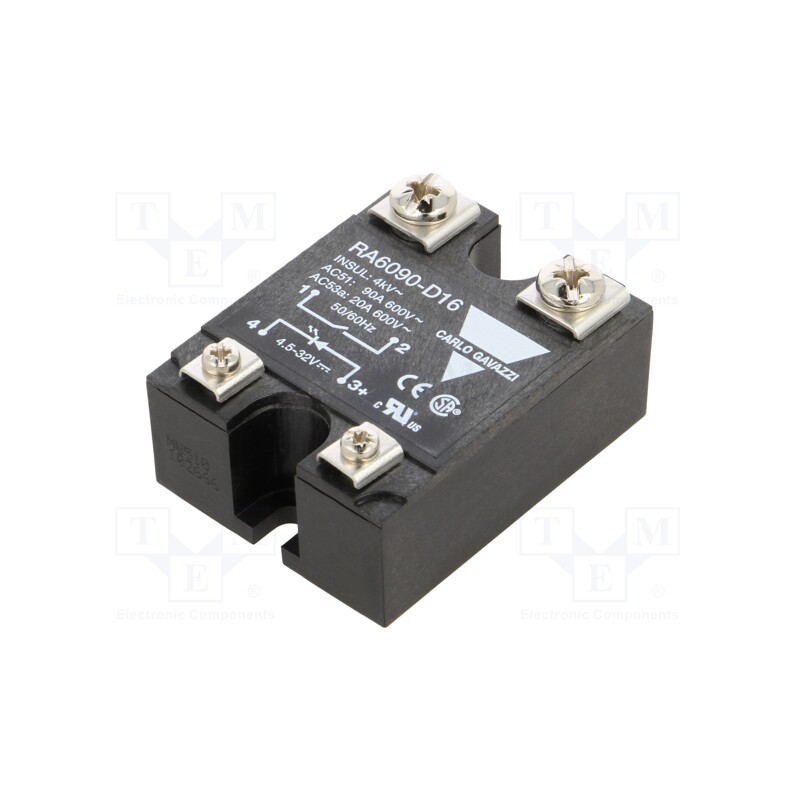 1 pcs x CARLO GAVAZZI - RA6090-D16 - Relay: solid state, Ucntrl: 4.5÷32VDC, 90A, 24÷690VAC, -20÷70°C