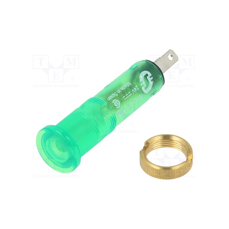 1 pcs x SCHNEIDER ELECTRIC - XVLA233 - Indicator: LED, flat, green, 24VDC, Ø8mm, IP40, plastic, Body: silver