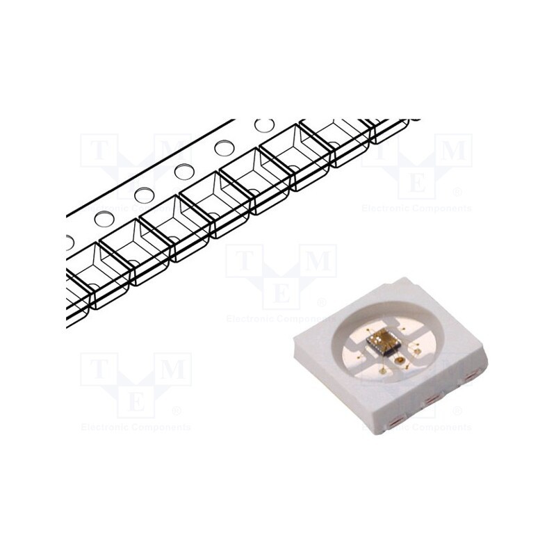 2 pcs x WORLDSEMI - WS2812S - Programmable LED, SMD, 5050,PLCC6, RGB, 5x5x1.6mm, -25÷80°C