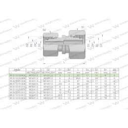 Metric hydraulic connector aa m14x1 5 08l x m1