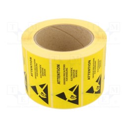 1 rol x ANTISTAT - 055-0003 - Self-adhesive label, ESD, 76x38mm, 1000pcs, reel, yellow-black