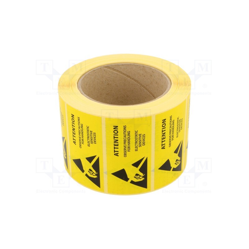1 rol x ANTISTAT - 055-0003 - Self-adhesive label, ESD, 76x38mm, 1000pcs, reel, yellow-black