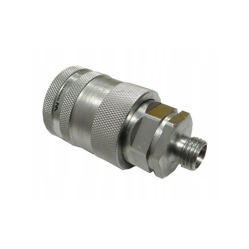 Hydraulic quick connector, M14x1 socket, 5 stainless steel thread