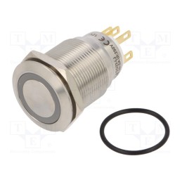 1 pcs x ONPOW - LAS1GQ22-11ZE/B/12V/S - Switch: vandal resistant, Pos: 2, SPDT, 3A/220VAC, 5A/24VDC, IP65