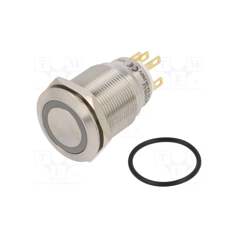 1 pcs x ONPOW - LAS1GQ22-11ZE/B/12V/S - Switch: vandal resistant, Pos: 2, SPDT, 3A/220VAC, 5A/24VDC, IP65