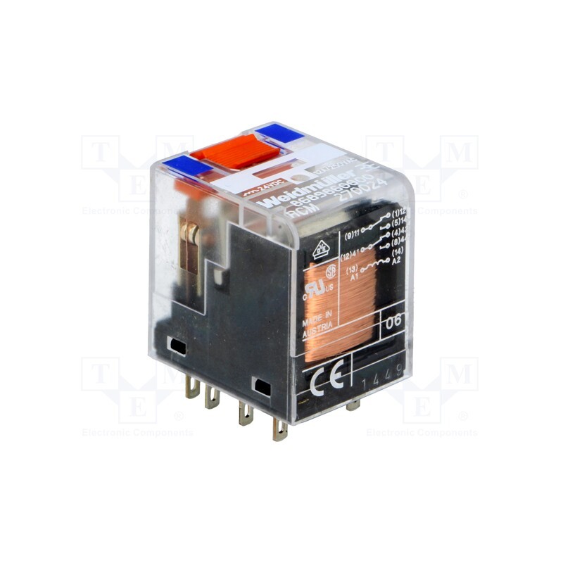 1 pcs x WEIDMu00dcLLER - 8689860000 - Relay: electromagnetic, DPDT, Ucoil: 24VDC, Icontacts max: 12A