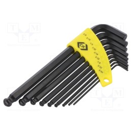 1 set x C.K - T4444I - Wrenches set, hex key,spherical, Chrom-vanadium steel, 9pcs.