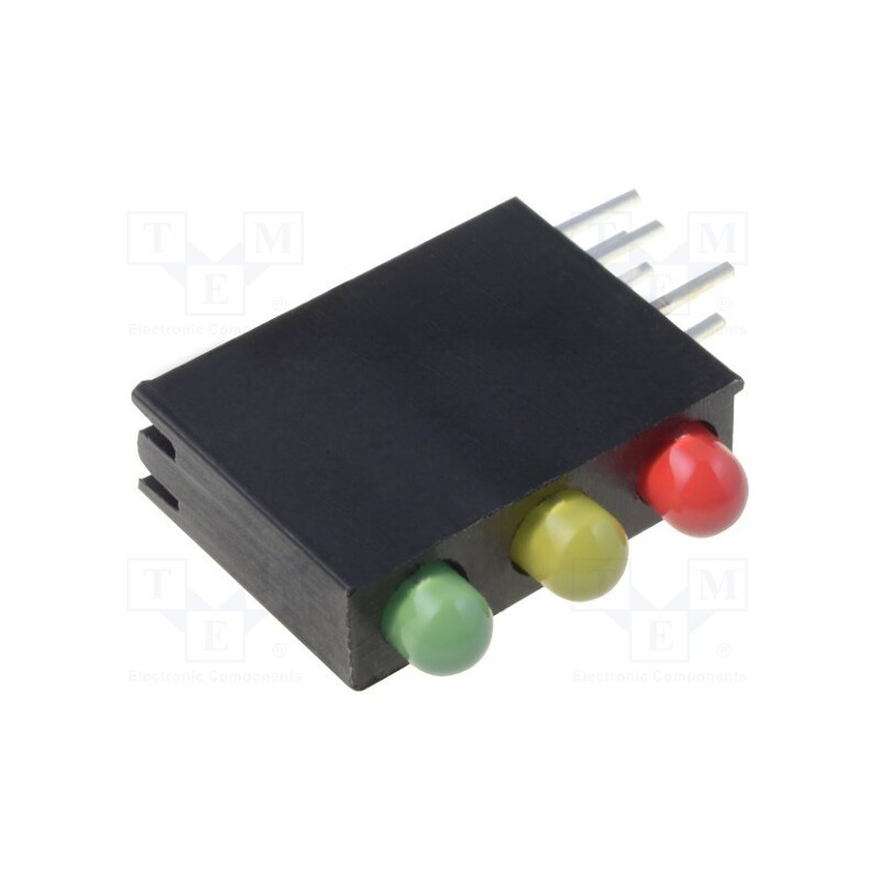 2 pcs x OPTOSUPPLY - OSTSLT3E34X-3F3C - LED, tricolour,in housing, red,green-yellow,yellow, 3mm, 20mA
