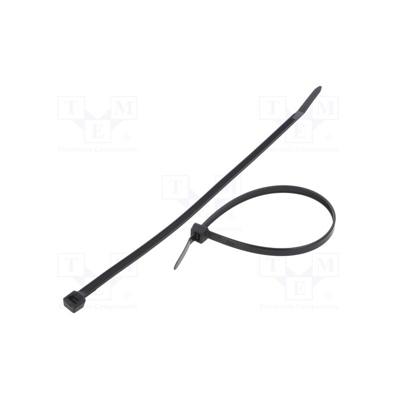 100 pcs x FIX&FASTEN - FIX-S-4.8X200S/BK - Cable tie, L: 200mm, W: 4.8mm, polyamide, 222N, black, Ømax: 50mm