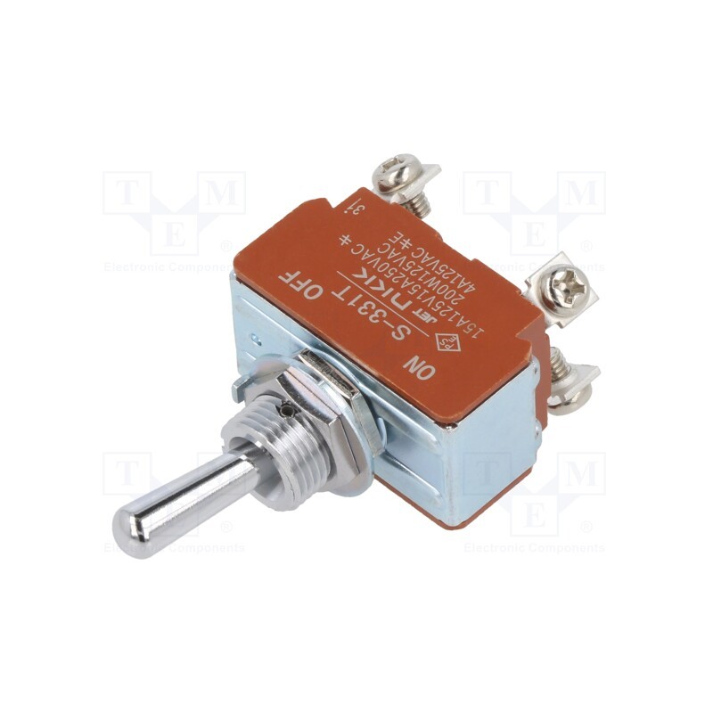 1 pcs x NKK SWITCHES - S331T - Switch: toggle, Pos: 2, DPST, ON-OFF, 15A/250VAC, 15A/30VDC, panel