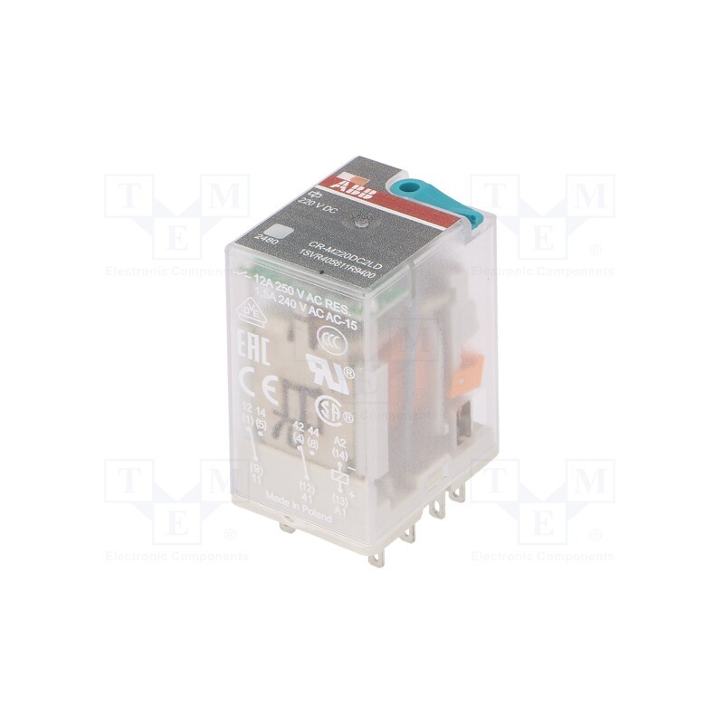 1 pcs x ABB - 1SVR405611R9400 - Relay: electromagnetic, DPDT, Ucoil: 220VDC, Icontacts max: 12A