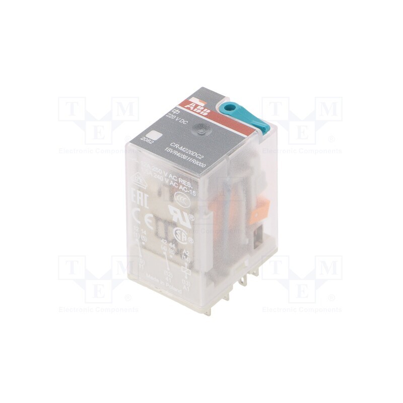 1 pcs x ABB - 1SVR405611R9000 - Relay: electromagnetic, DPDT, Ucoil: 220VDC, Icontacts max: 12A