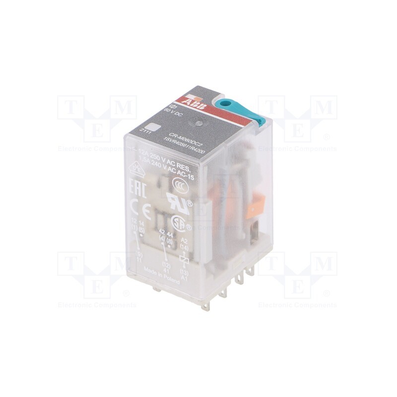 1 pcs x ABB - 1SVR405611R4200 - Relay: electromagnetic, DPDT, Ucoil: 60VDC, Icontacts max: 12A