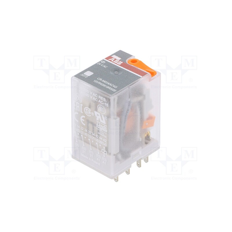 1 pcs x ABB - 1SVR405618R0000 - Relay: electromagnetic, 4PDT, Ucoil: 24VAC, Icontacts max: 6A