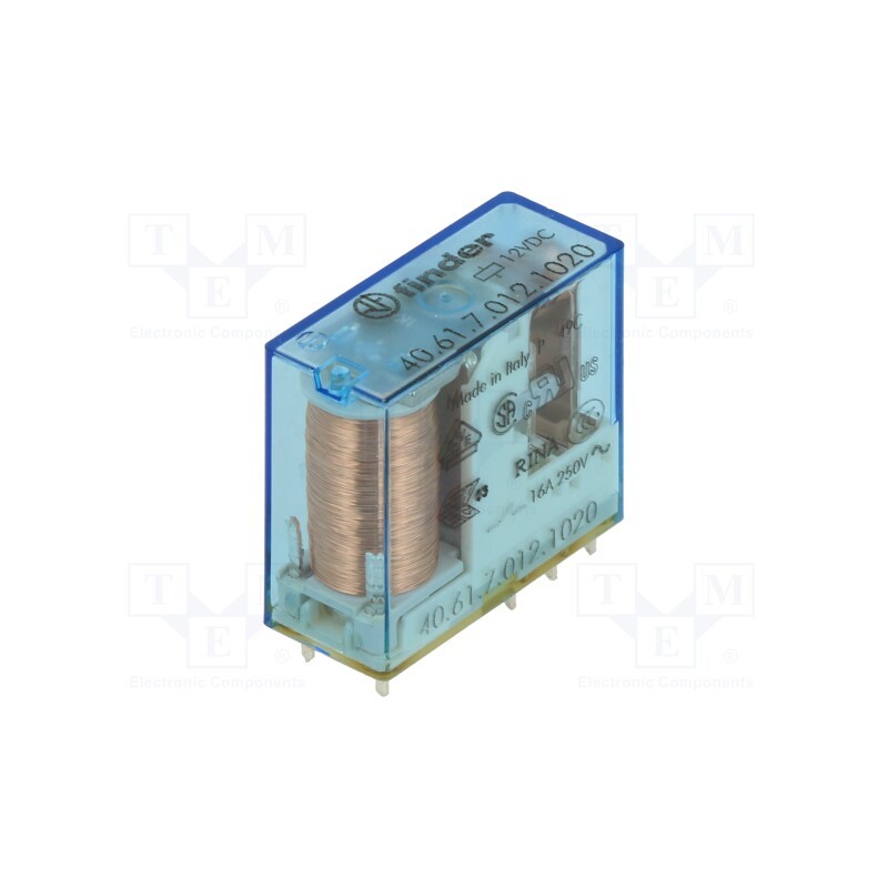 1 pcs x FINDER - 40.61.7.012.1020 - Relay: electromagnetic, Ucoil: 12VDC, miniature, PCB,socket, 288Ω