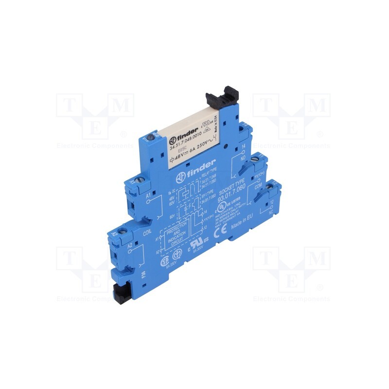 1 pcs x FINDER - 38.51.7.048.0050 - Relay: interface, SPDT, Ucoil: 48VDC, 6A, 6A/250VAC, 6A/30VDC, IP20