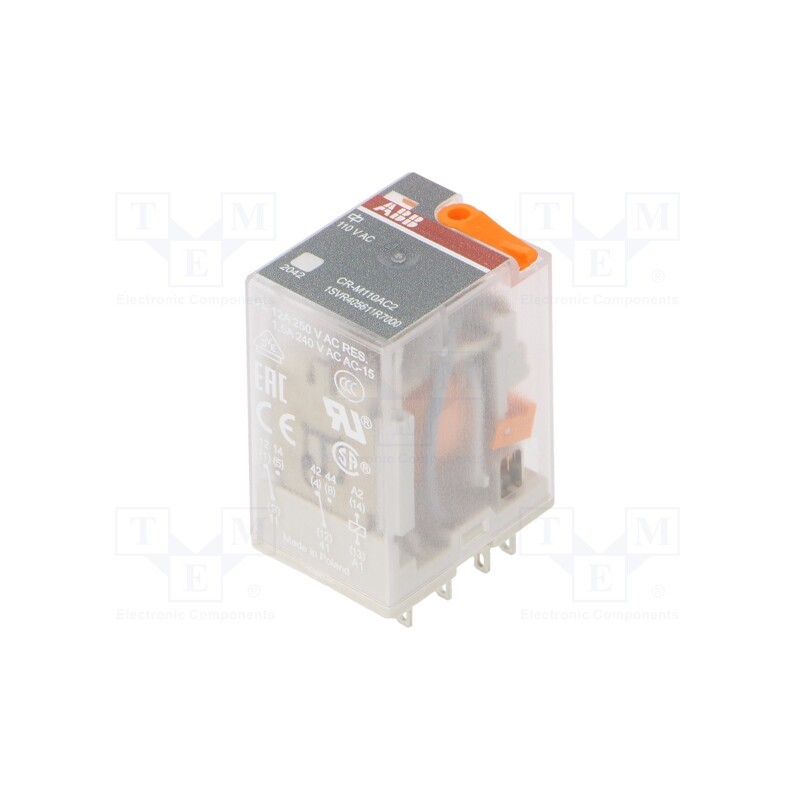 1 pcs x ABB - 1SVR405611R7000 - Relay: electromagnetic, DPDT, Ucoil: 110VAC, Icontacts max: 12A