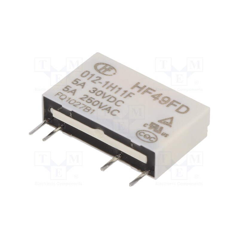 1 pcs x HONGFA RELAY - HF49FD/012-1H11F - Relay: electromagnetic, SPST-NO, Ucoil: 12VDC, 5A, 5A/250VAC, PCB