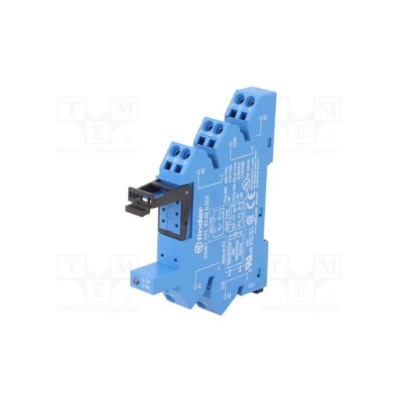1 pcs x FINDER - 93.52.0.024 - Socket, 6A, 250VAC, for DIN rail mounting, screw terminals, IP20