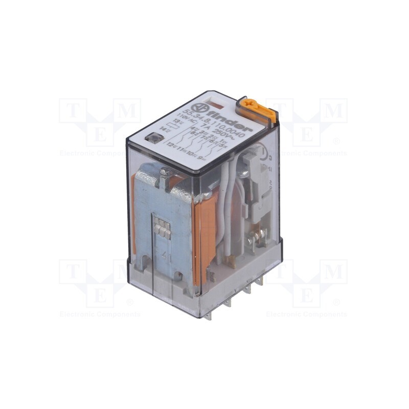 1 pcs x FINDER - 55.34.8.110.0040 - Relay: electromagnetic, 4PDT, Ucoil: 110VAC, Icontacts max: 15A