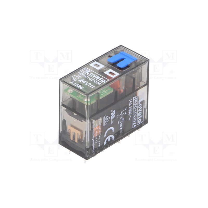 1 pcs x LOVATO ELECTRIC - HR501CD024 - Relay: electromagnetic, SPDT, Ucoil: 24VDC, 16A, 16A/250VAC, socket